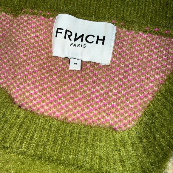 FRNCH Olive Sweater with Pink Floral Accents - Picture 3 of 3
